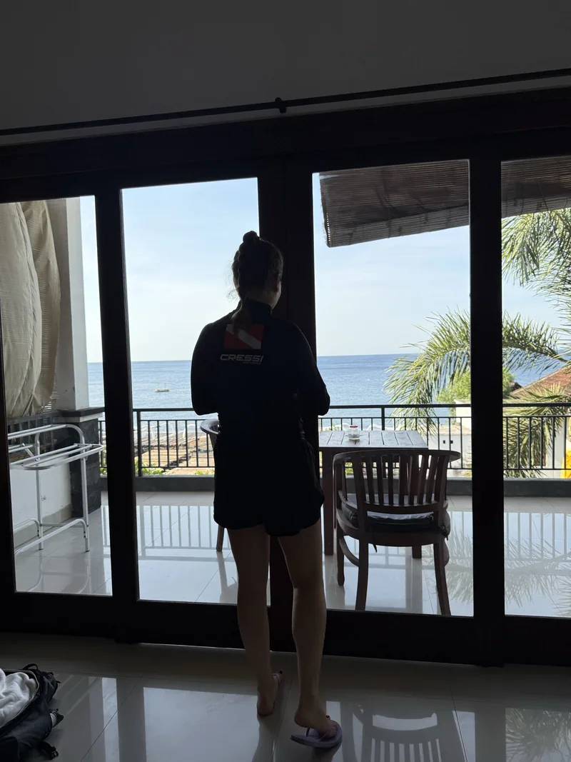 La chambre donnait droit sur la mer