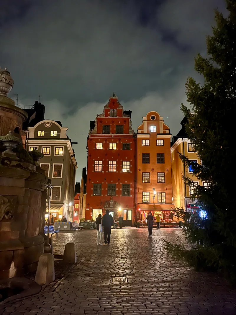 On repasse sur cette place en soirée et ils ont déjà installé le sapin de Noël durant la journée